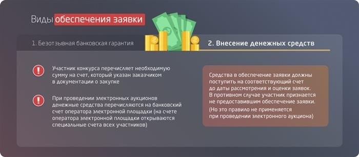 Варианты гарантийного обеспечения заявки